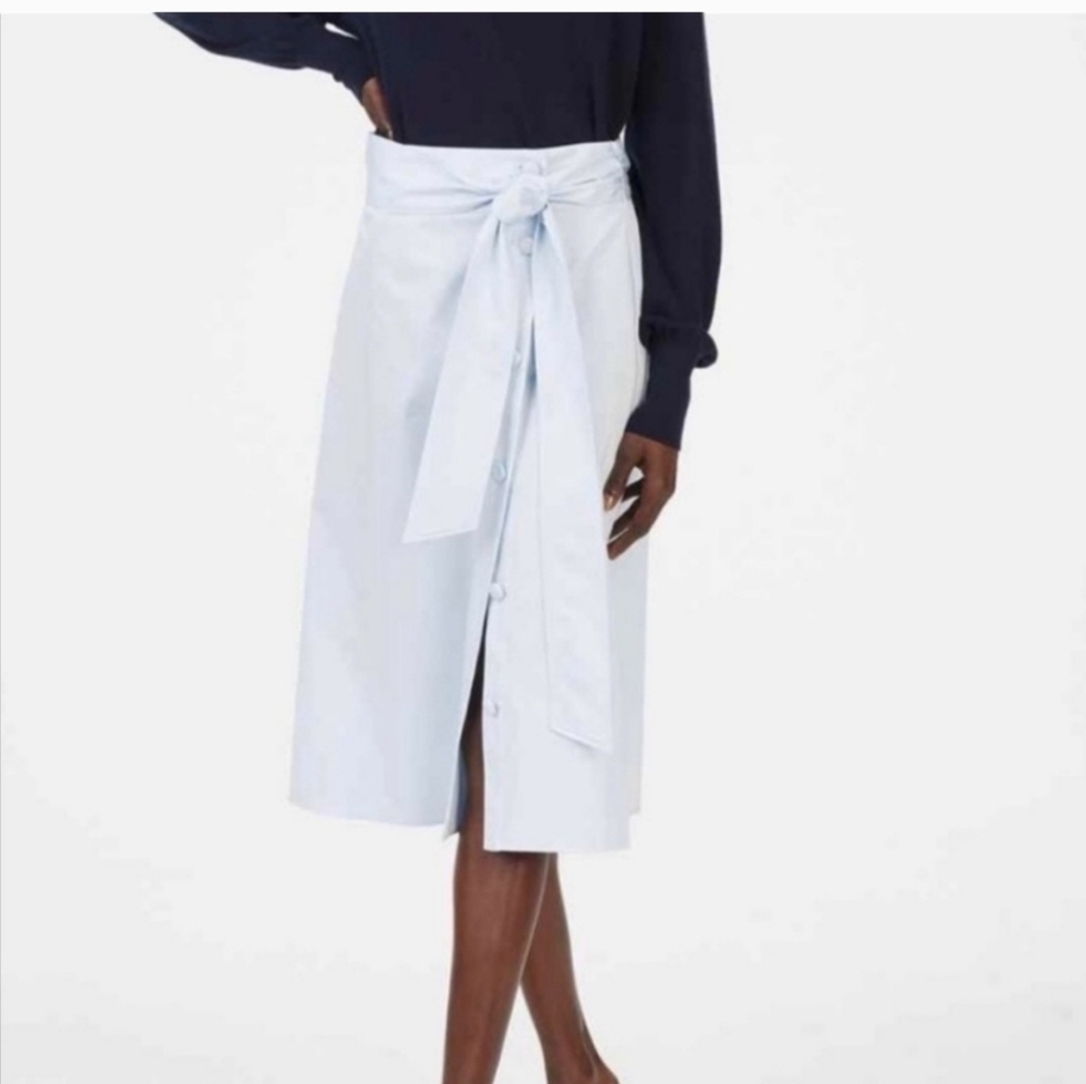 Club Monaco Light Blue Midi Skirt Tie Waist size 8 NEW